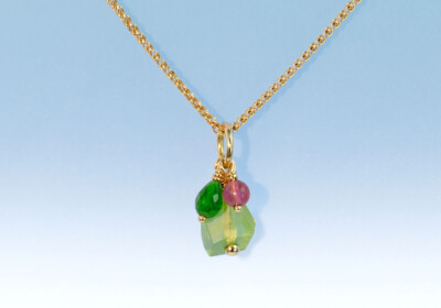 Anhaenger peridot tsavorit turmalin gelbgold