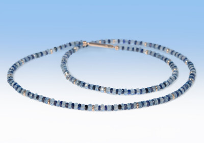Collier aquamarin saphir rotgold