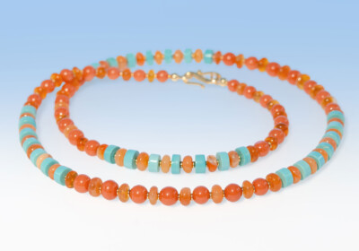 Collier feueropal koralle tuerkis