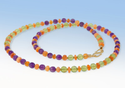 Collier peridot amethyst feueropal gg