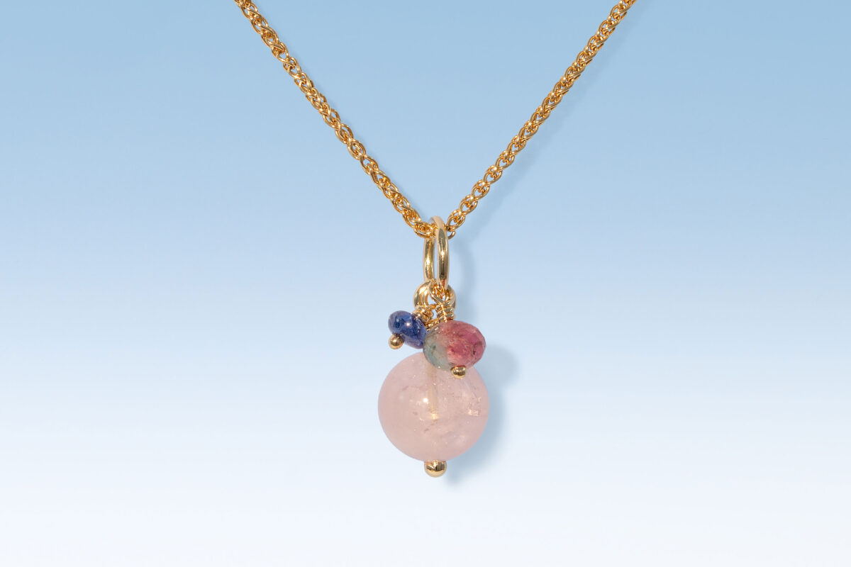 Anhaenger beryll rosa turmalin saphir