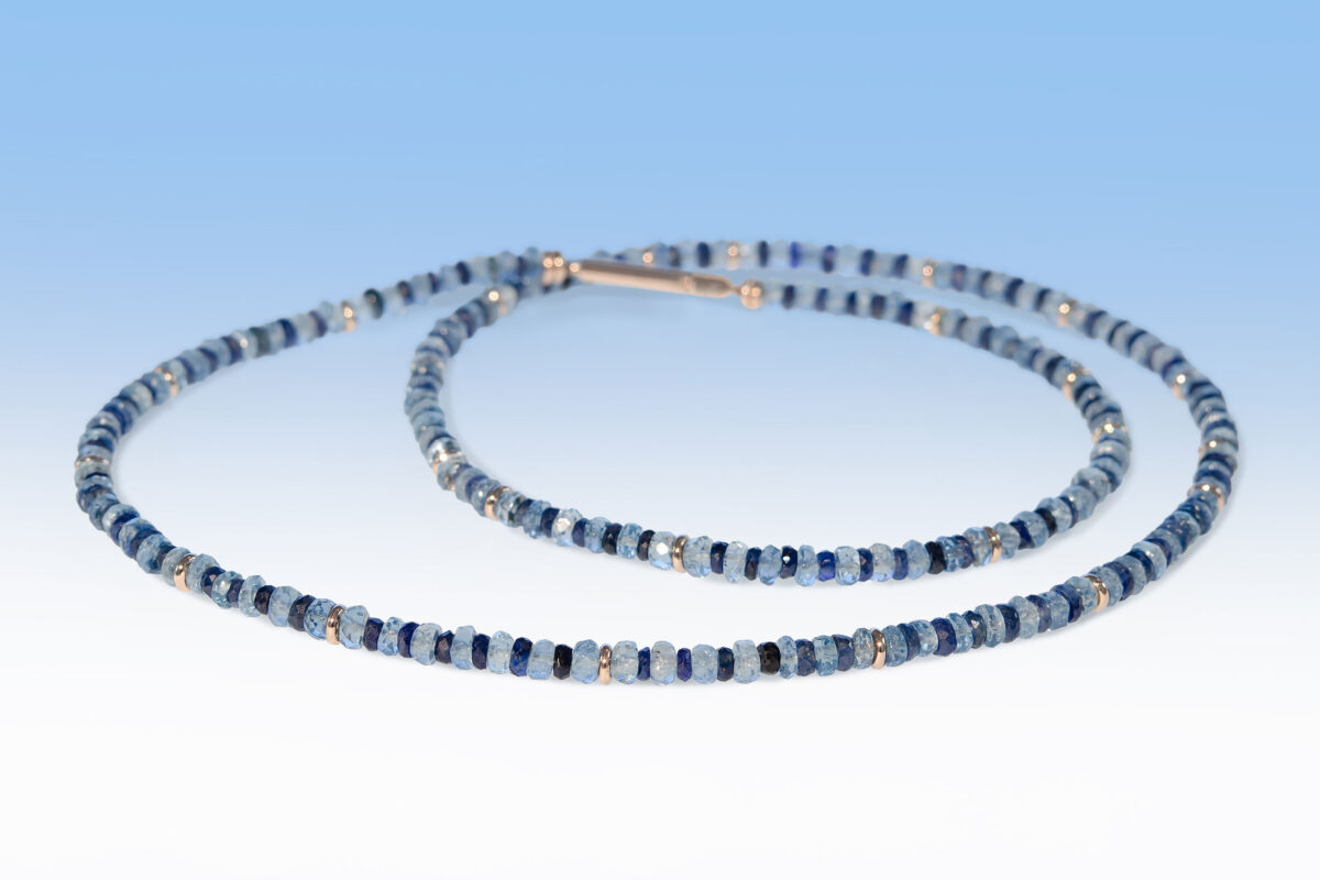 Collier aquamarin saphir rotgold