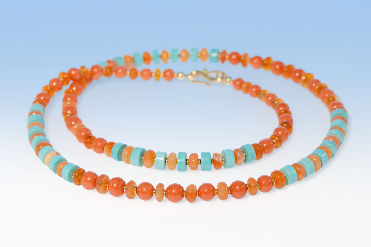 Collier feueropal koralle tuerkis