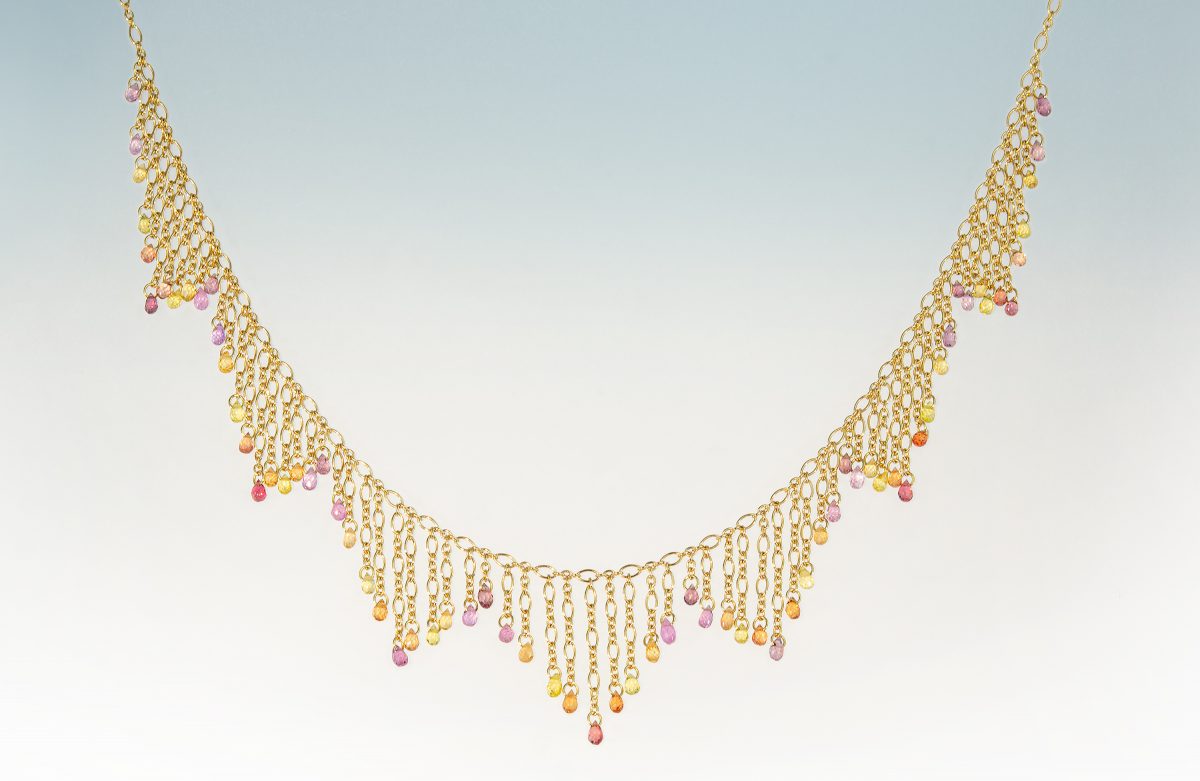 Collier fransen safir farbig