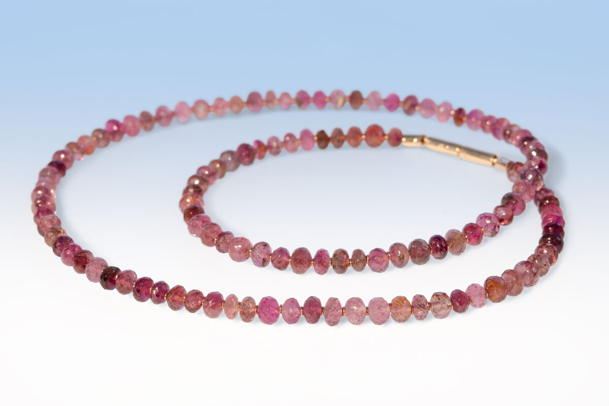 Collier turmalin rosa 5 mm rg