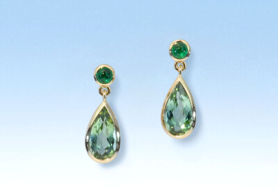 Ohrschmuck turmalin smaragd gelbgold