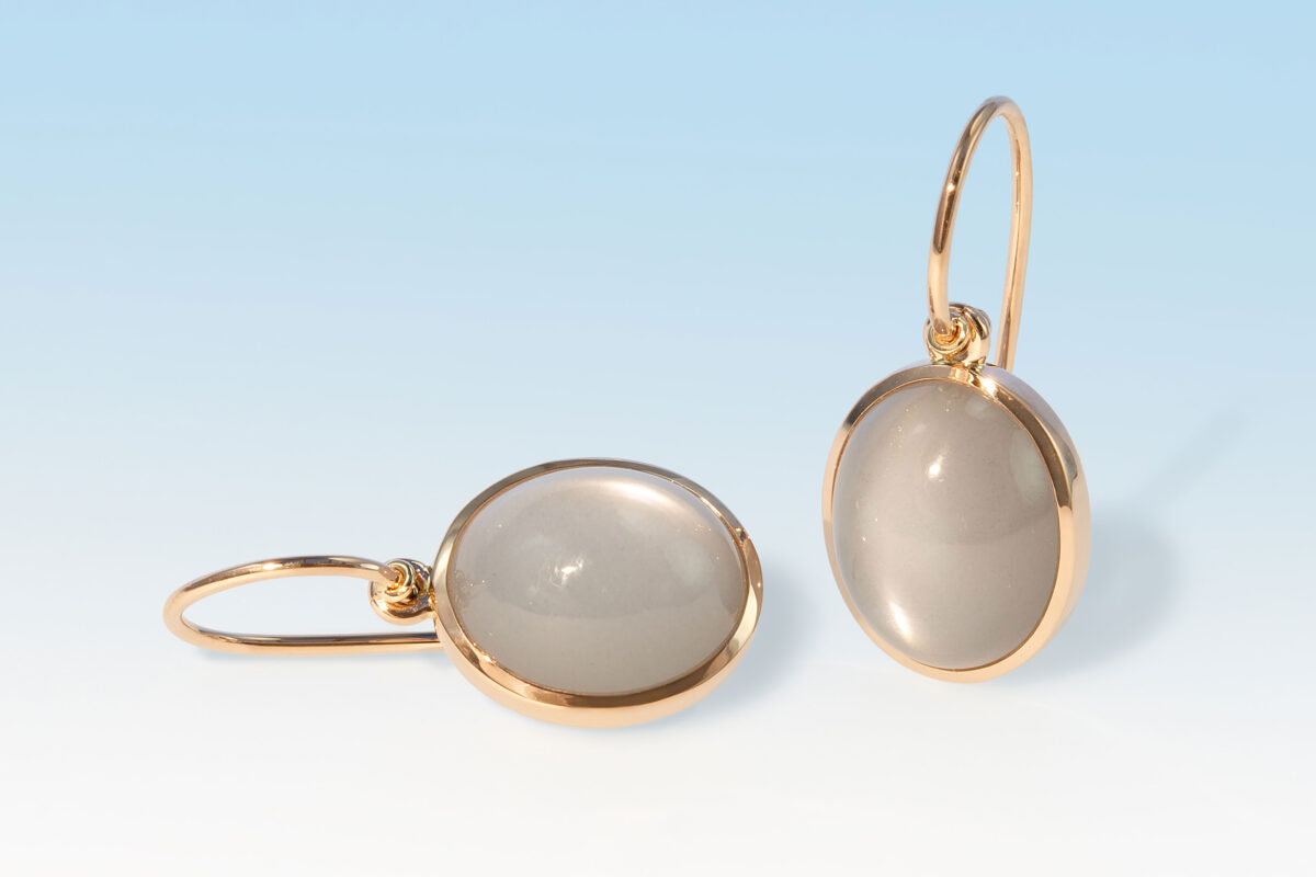 Ohrhaenger mondstein grau oval rg