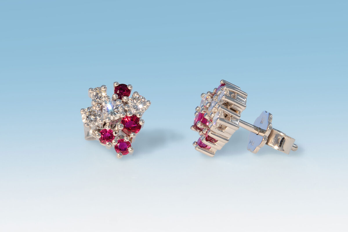 Ohrstecker rubin diamant 2