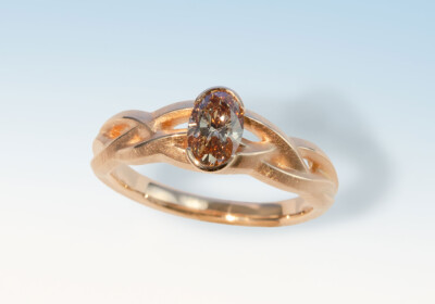 Ring rg diam braun oval