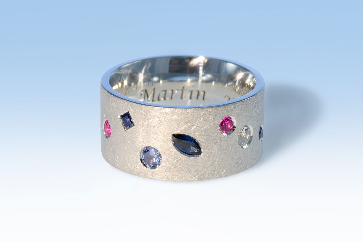 Ring silber saphir und brill