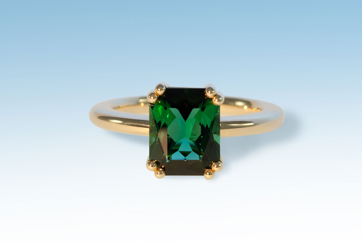 Ring turmalin achteck