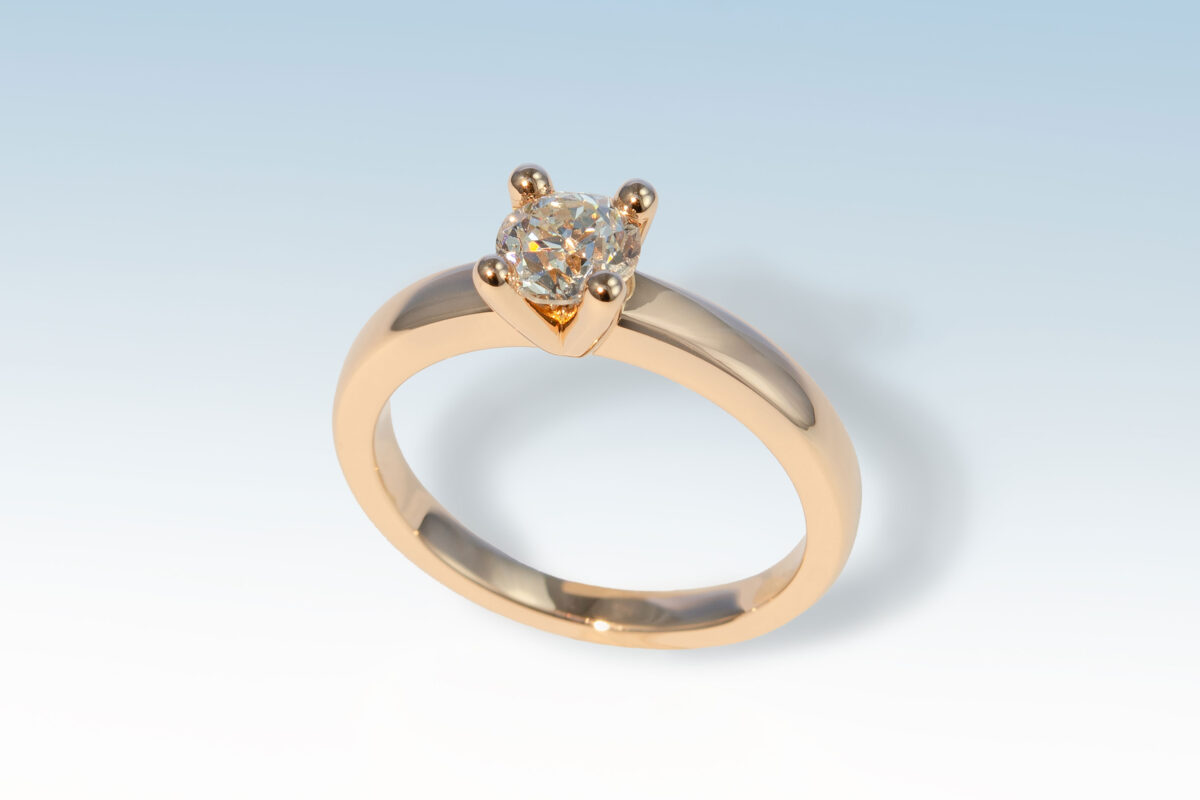 Solitaer altschliff diam rotgold 4griffe